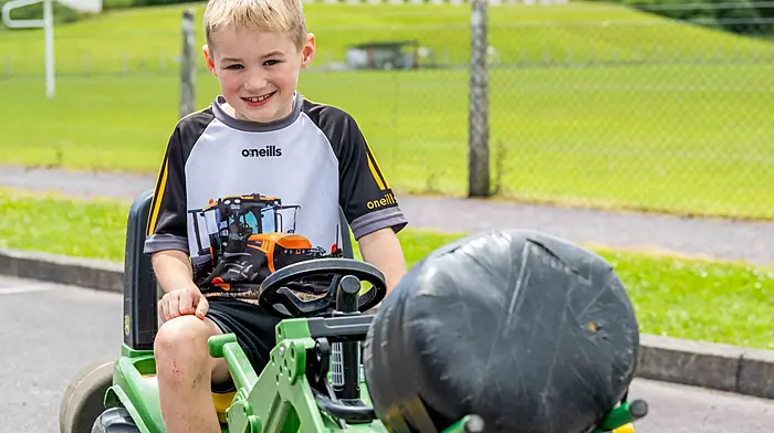 Jamie Duggan from Dunmanway enjoying a day out at the kids’ tractor, bike and go-cart run which was hosted by Randal Óg GAA.   (Photo: Andy Gibson)