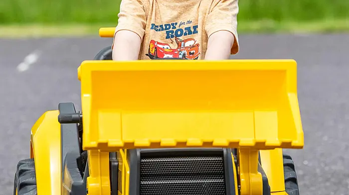 Donagh Hallihan (4) from Ballineen taking part in the kids’ tractor, bike and go-cart run which was hosted by Randal Óg GAA last Saturday.  (Photo: Andy Gibson)