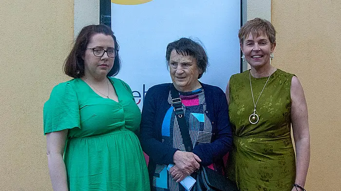 Saturday 20 Jun 2026, Bantry, West Cork, Ireland; Rhab Care staff and clients held a fundraiseing film showing in Bantry Cinema in aid of Beara Animal Sanctuary and the Stand For Feile Fund. Liz O'Mahony of Rehab Care with clients of the service, who took part in making the film and the fundraiser. Photo Evan Doak