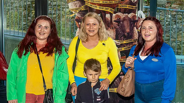 Diane, Caroline, Evelyn and Ronan O'Donovan from Kilcrohane enjoyed the film shown at Bantry Cinemax which was hosted by Rehab Care staff and clients. The film was shown in aid of Beara Animal Sanctuary and the Stand for Feile Fund. (Photo: Evan Doak)