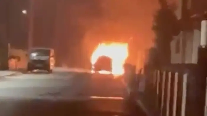 Fire fighters tackle car on blaze in Bantry Image
