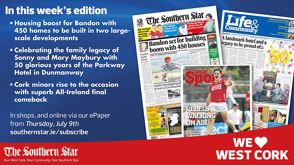 THE SOUTHERN STAR IS IN STORES NOW: Housing boost for Bandon; 50 glorious years of the Parkway Hotel; Cork minors rise to the occasion with superb All-Ireland final comeback Image