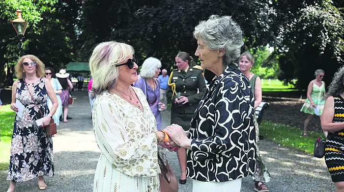 5 members of Clonakilty Women's Shed were invited to attend an afternoon tea party and meet with President Catherine Connolly at Áras an Uachtaráin. RoseMarie got the opportunity to walk and highlight benefits of Women's Shed and how they can improve the quality of life of many women in their community. She mentioned she is a great supporter of both Women and Men's Sheds in Ireland and the benefits they deliver. Photos below are Ursula Clancy, Assistant Treasurer.RoseMarie Dempsey, Chairperson. Photographer is:- http://www.maxwellphotography.ie/.