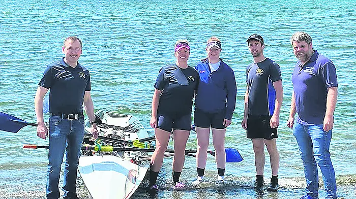 Members of Castletownshend Rowing Club completed a 28km sponsored row from Castletownsend to Tragumna Beach and back on Sunday July 5th raising over €3,500 for two worthy causes. The proceeds will be split evenly between the rowing club and Marymount Hospice. From left: Paudie O'Driscoll, Ella Cialis, Mary Ann Kent, Florence Fitzgerald and Cathal Wilson.