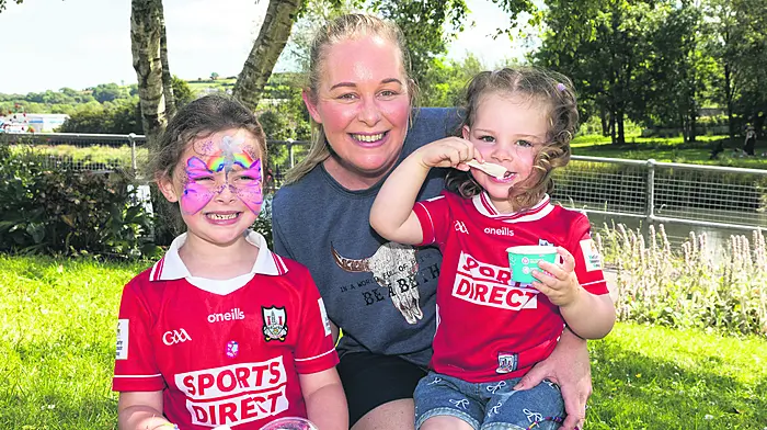 Molly and Éabha Coveney with their mother Dawn McCarthy at the Basant Panchami festival, a traditional  kite flying festival, that was celebrated at the local community park in Carrigaline.  (Photo: David Creedon)