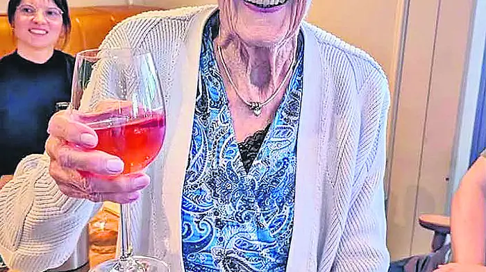 Sheila Hill from the Retirement Village, Baltimore, celebrated her 90th birthday at Dunes Bar & Bistro at Inchydoney with her daughters Christine and Julie. Her grandchildren and eight great-grandchildren from Ireland and England also enjoyed the celebrations.