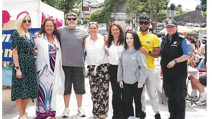 Pictured at the Bandon Family resource centre BBQ, from the left, Orla Walsh, Louise Hackett, Ben O’Connor, Deirdre Pattwell, Diana Phillips, Yasmin Phillips, Gabriel Silva Pinto, Frances Murphy Lordan.