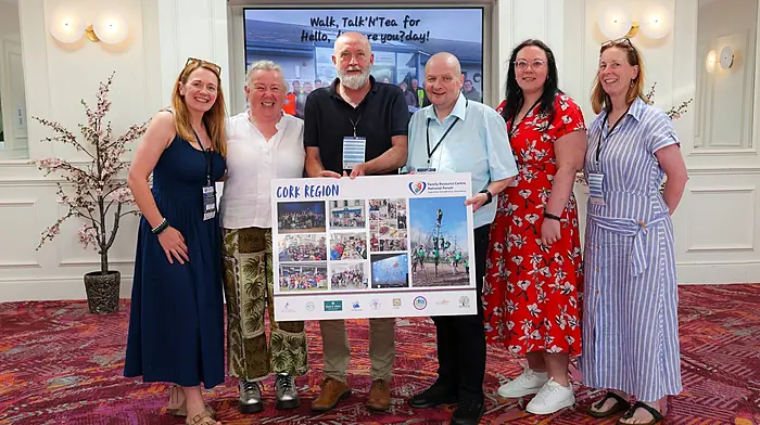 Representatives from the Cork region at the Family Resource Centre National Forum Annual Conference in Mullingar. Pamela Nolan Manager Le Cheile FRC, Adrienne Murphy Board Member Bandon FRC, Sean Ahern Manager Carrigtwohill FRC, Chris O’Leary Cobh FRC, Niamh Gonelly Chair Beara West FRC, Kathryn Kingston Manager Caha Centre FRC.