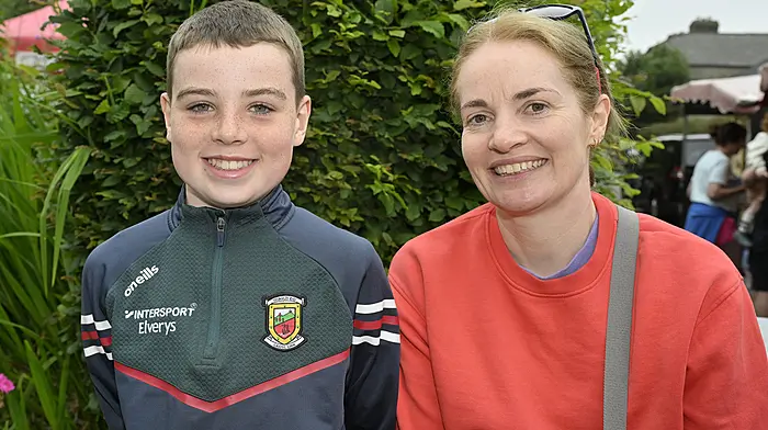Clonaklilty's Séimí (left) and Marie Forristal at the Friday market in Clonakilty.  Photo: Martin Walsh.