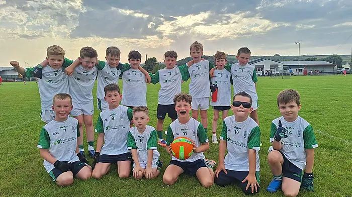 The U9’s Ilen Rover boys played a series of games against O'Donovan Rossa GAA in Skibbereen last Thursday evening. Back from the left, Daniel Casey, Tadhg Holland, Rory Keane, Nicholas McSweeney, Archie Desmond, Seán O’Sullivan, Fionn Barry, Patrick O'Driscoll. Front from the left, Senan Coughlan, Finn Browne, Seán Holland, Nye Bennett, Harry Coughlan, Daniel Harte.