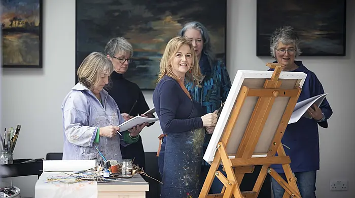 Irish artist Monica Jones launches her new creative art studio White Willow Studio in Baltimore, West Cork. Monica Jones is pictured here with Sara Baker, Rosemary Cross , Natalie Dwyer, and Kathleen Leonard..(Photo: Clare Keogh)