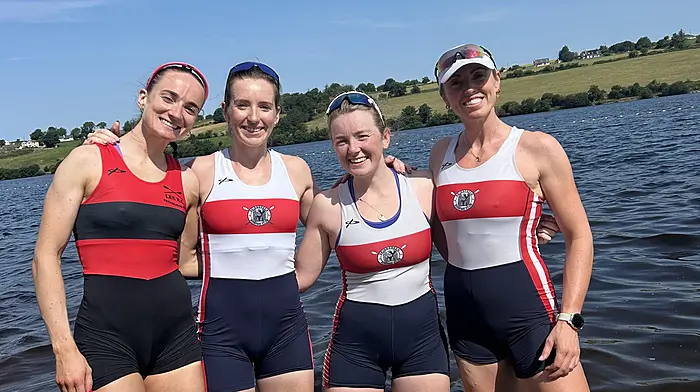 The Skibbereen/Lee composite crew that won the women's senior quad scull title; from left, Mags Cremen, Emily Hegarty, Aoife Casey and Aisling Hayes.