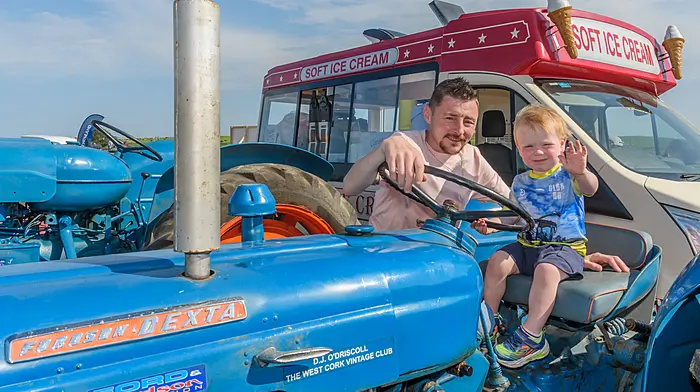 Diarmuid and Ryan O'Mahony (Kilbrittain) checking out a Fordson Dexta at The West Cork Vintage Ploughing & Threshing Association Vintage Harvest Day at Farren, Ballinascarthy, Co Cork, in aid of Friends of Clonakilty Hospital, Horizon Clonakilty (formerly Cope), Jack & Jill Foundation and Darrara National School New Autism Unit.
Picture: David Patterson, Tractor Run – Cork