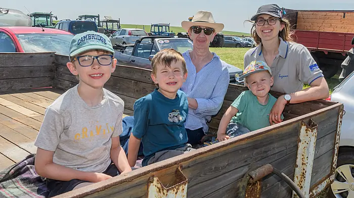 Alex, Dylan, Catherine, Donnacha and Clare Harman (Ballinascarthy) at The West Cork Vintage Ploughing & Threshing Association Vintage Harvest Day at Farren, Ballinascarthy, Co Cork, in aid of Friends of Clonakilty Hospital, Horizon Clonakilty (formerly Cope), Jack & Jill Foundation and Darrara National School New Autism Unit.Picture: David Patterson, Tractor Run – Cork