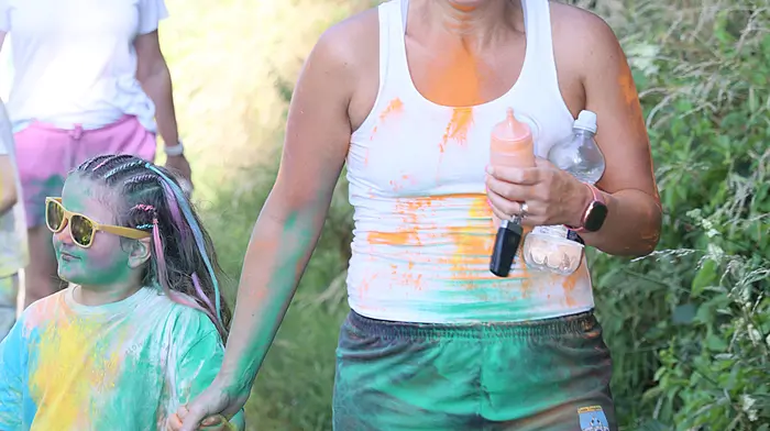 Pictured at the Bandon Festival Colour Run held on the Quay road are mother and daughter duo Donna and Darcy Fehily.