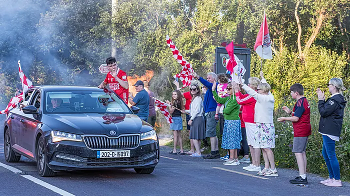 Kieran O Shea and Conor Downing arriving home to a huge welcome Picture: Anne Marie Cronin Photography