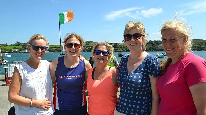 Lorraine Harte, Susan Shaw, Teresa Tobin, Elizabeth Sexton and Noreen Whelton of Courtmacsherry Rowing Club enjoying the beautiful weather at Castletownshend Regatta. Photo; Anne Minihane.