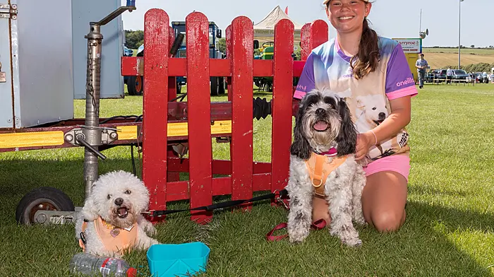 SPEC: FARMING:  Barryroe, Cork, Ireland. 11th July 2026. Libby Marah with Daisy and Willow at the annual agricultural show that was held at Barryroe, Co. Cork.