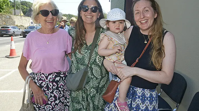 NEWS 12/7/2026 Pictured enjoying the sunshine at the gardens and Galleries festival at Innishannon was Laura O'Keeffe, Alison Gleasure and Rebecca and Rosie O'Keeffe. Picture Denis Boyle