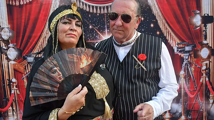 Daiva and Michael Hodentt having their moment on the red carpet at the Skibbereen Arts Festival A Night at the Oscars Street Party. Photo; Anne Minihane.
