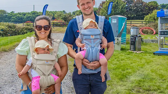 “Educating the next generation,” (L to R), Laura and Jason Helen, Clonakilty with their children, Lily and Fern at the Tom Harte Farm Services open day at the White farm in Ardfield.