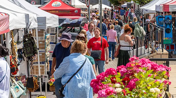 Bantry Market was thronged with people last Friday making the most of the 22°C weather. (Photo: Andy Gibson)