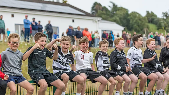 Castletownbere's supporters caught up in the excitement of match day at the PIFC match.   (Photo: Anne Marie Cronin)