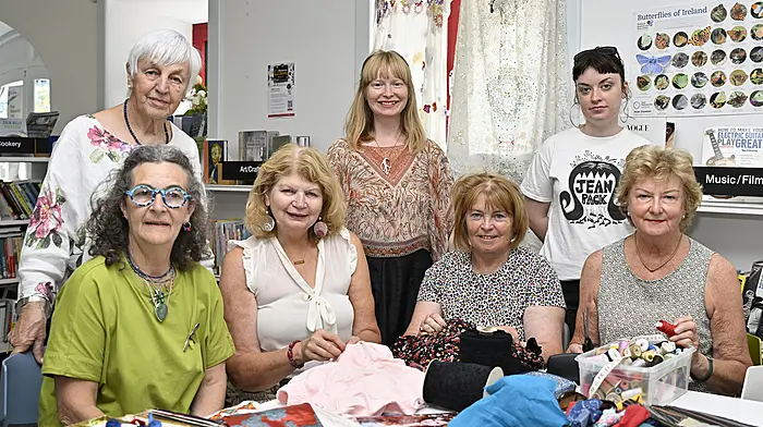 At the Mindful Mending class at Clonakilty Library in Kent Street were (standing): Mary Sikora, Reenascreena; Alice Halliday, teacher, Skibbereen; and Alexandra Sloan, Inchydoney.  Front: Kathyrn Houlihan, Clonakilty; Jean Crowley, Rosscarbery; Margaret Deane, Drimoleague; and Rita O'Neill, Fernhill Road, Clonakilty.  (Photo: Martin Walsh)