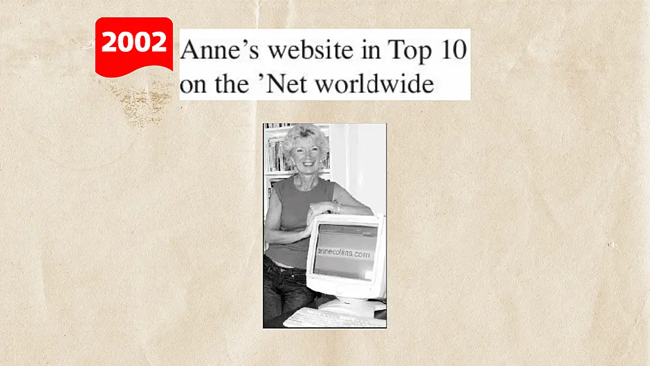 ON THIS DAY IN 2002: Anne’s website in Top 10 on the ’Net worldwide Image