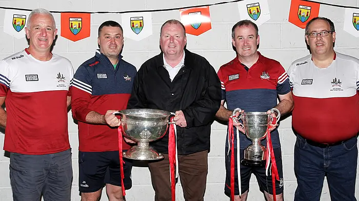 The Cork minor football team manager Keith Ricken (centre), with his management team John Finn O'Callaghan (Uibh Laoire), John Noonan (Ballincollig), Maurice Moore, Carbery Rangers), and John Hourihane (Eire Óg). (Photo: Paddy Feen)
