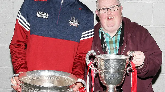 Cork minor footballer Rory Twohig with local supporter Andrew Buttimer. (Photo: Paddy Feen)