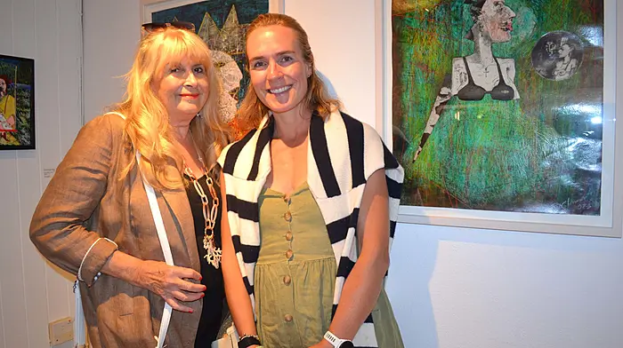 Nuala Teegan and Emer Carey, Union Hall, at the official opening of artists Pat and Johanna Connor and Michael Quane RHA exhibition Family Matters at Cnoc Buí.  (Photo: Anne Minihane)