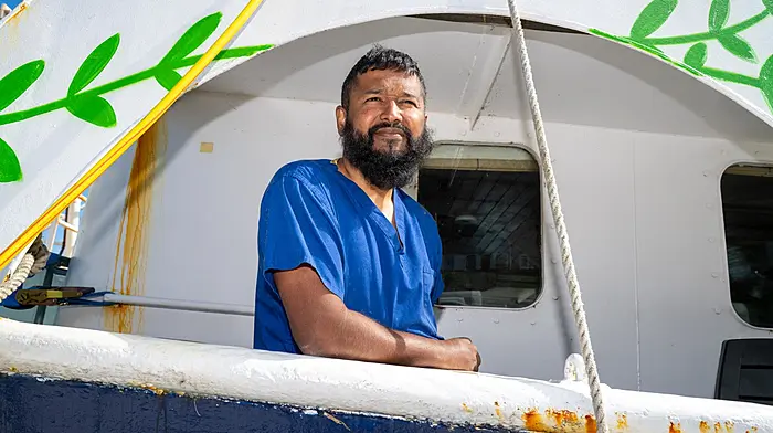 This week Kinsale will welcome the Flotilla Freedom Coalition boat ‘Kate’ and its crew, en-route to Gaza, Palestine. Pictured is crew member Dr Ali Shah, the ship’s doctor.  (Photo:  John Allen)