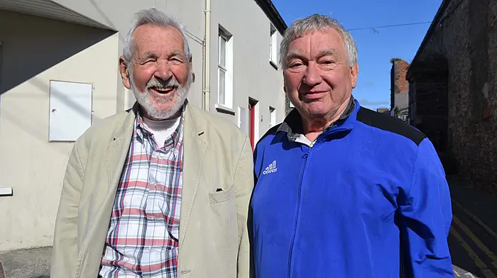 Bertie Moran and Paul McCarthy out and about in Skibbereen at the weekend.   (Photo: Anne Minihane)
