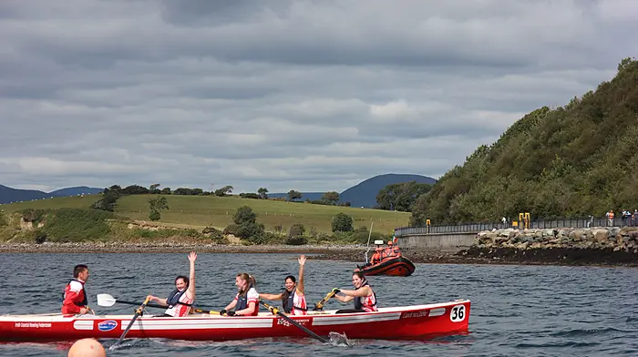 Kilmacsimon Quay U18 girls with cox James O Neill, Lilly Bennett, Evie Twohig, Samone Murphy and Savanna Murphy.