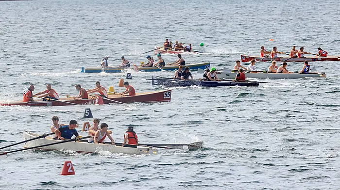 Rounding the buoy action at the All-Ireland Coastal Rowing Championships. (Photo: Valerie O’Sullivan)