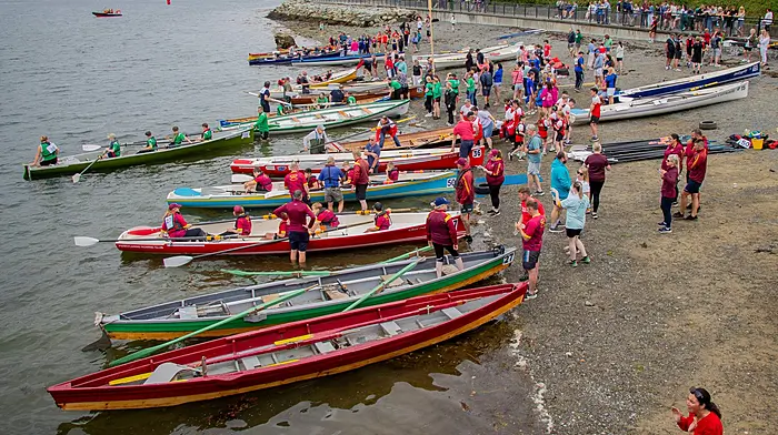 The beach packed with boats and crews getting ready to race at the All-Ireland Coastal Rowing 2026 Championships which took place in Bantry last weekend.  (Photo: Andrew Harris)