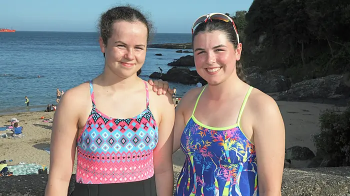 Amy & Ellen Murphy, Carrigaline, taking part in the 1st Cork Crosshaven Sea Scouts Myrtleville- Fountainstown 2km / 1km Swims, 13th August 2026. Photo Siobhán Russell