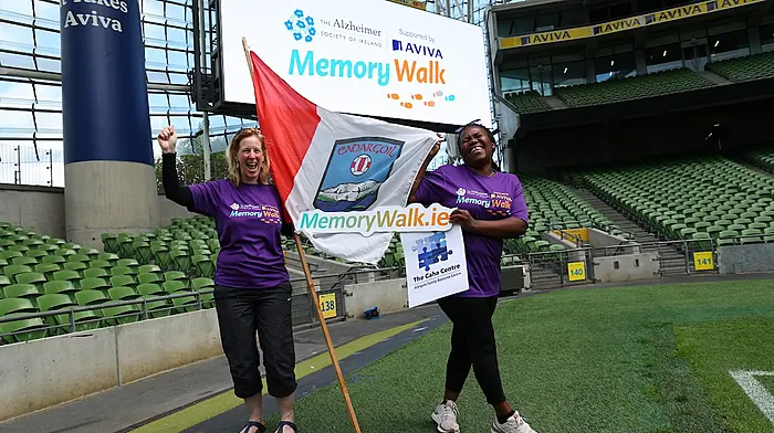 Kathryn Kingston (co-ordinator, Caha Centre) and Khanyo Dlamini at the launch of the Memory Walk at the Aviva. The Beara Memory Walk will take place on September 20th at 11am in Adrigole.