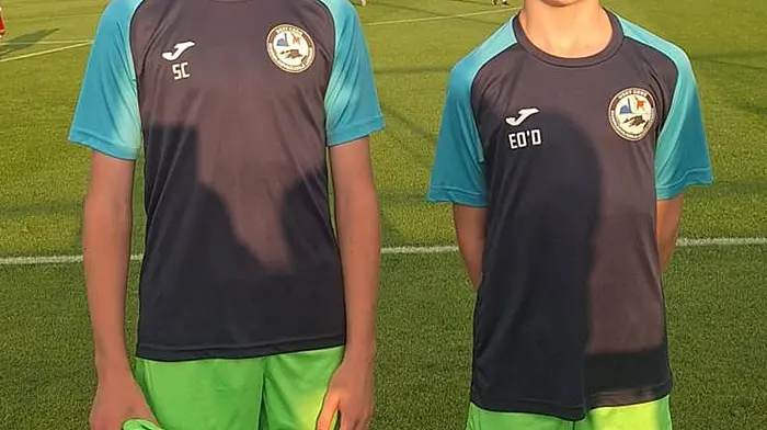 Sonny Crowley and Eoghan O’Driscoll of Lyre Rovers FC were part of the West Cork Academy squad that travelled to Liverpool last weekend to play the Liverpool Academy in Kirkby.