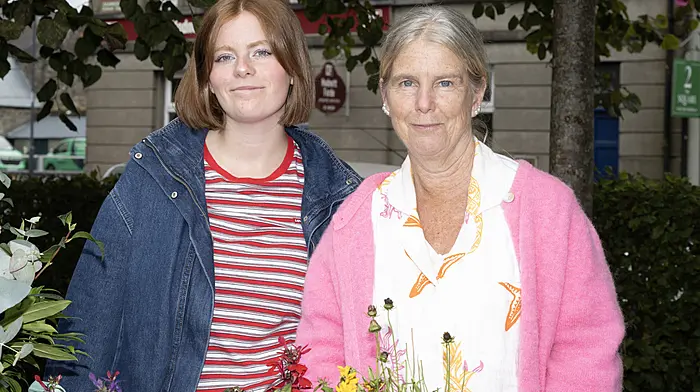 At their flower stall at the Friday market in Kennedy Park, Clonakilty were Jessica Swanton (left) and Shirly Clarke-Swanton from Passage West.  (Photo: Martin Walsh)