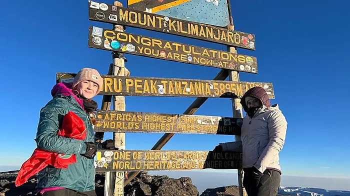 Sophie O'Sullivan (Mealagh Valley) and her friend Erin Conway (Mayo) reached the summit of Mt Kilimanjaro on August 26th in aid of Meningitis Research.  They wish to thank everyone who donated to their worthy cause.