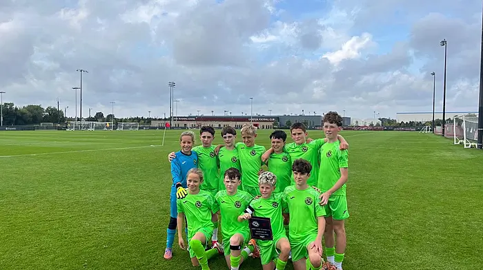 The West Cork Academy football team at their match with Liverpool FC in Kirkby.
