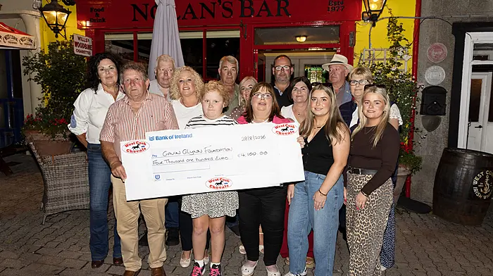 Kathleen and Tony O’Mahony of West Cork Cheval presenting a cheque to Aisling Starr on behalf of the Gavin Glenn Foundation.  Aisling’s family has used these services during the last year for her daughter Jenny Frawley.  This foundation provides financial urgent support for families to travel abroad to receive treatment for cancer for sick children.