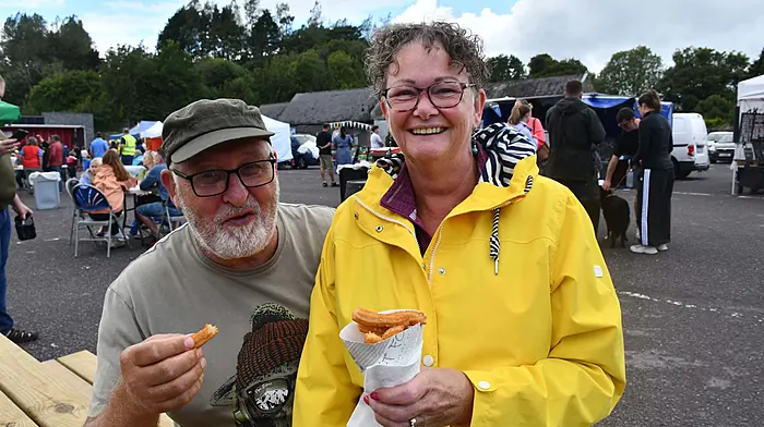 Bobby and Kathleen Daly, Skibbereen, enjoying their churros at the Savour the Flavour food festival in Skibbereen.   (Photo: Anne Minihane)