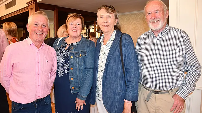 Pat and Brenda Whooley, Shepperton with Teresa and Denis Shanahan, Union Hall at the launch of a new book about the history of St. Patrick's Cathedral in Skibbereen. Photo; Anne Minihane.