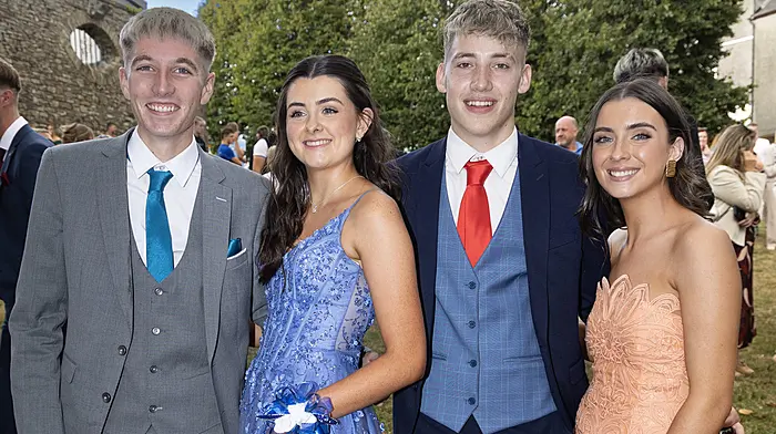 Former Kilbrittain N.S. School pupils who were attending the Hamilton High School Grads are Darragh Crowley, Maeve Nagle Shaye Ustianowski and Katie Butler