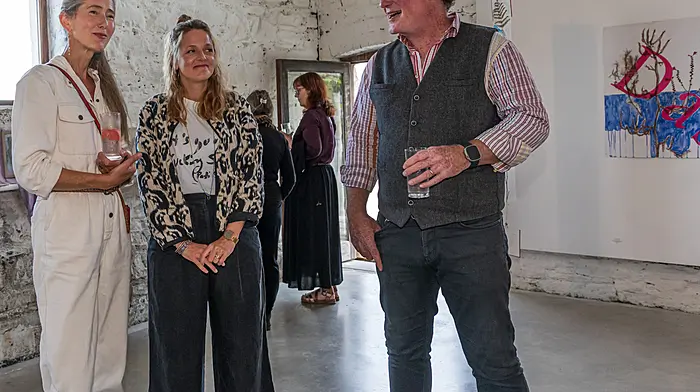 Shiela O Callaghan, Alicia Henry and Christian Kostner at the Sarah Walker Gallery for the offficial opening of Atlantic Eyes - The Irish Move  Picture: Anne Marie Cronin Photography