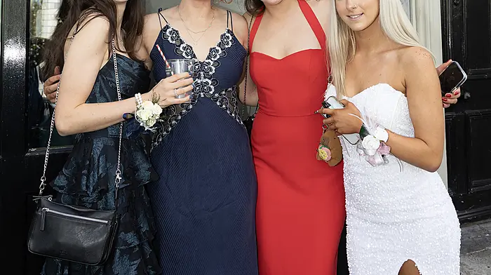 Pictured at the Schull Debs are Céla O'Conor, Lavinia McCaul, Ruby McCarthy Fischer and Manon O'Brien. Pic Donie Hurley.