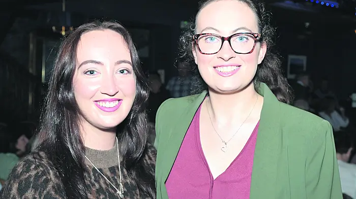 Sisters (left to right): Sarah Kelly-Boohig, Courtmacsherry and Rachel Kelly, Timoleague at the Saturday Evening Concert during the Courtmacsherry Songs & Stories by the Sea event last weekend. Photo: Martin Walsh.